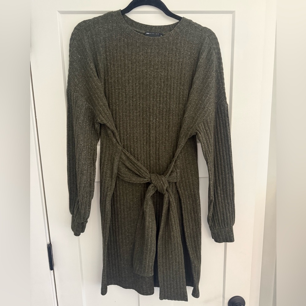 ASOS Khaki Ribbed Knit Dress
